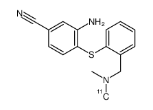 3-amino-4-[2-[[di(methyl)amino]methyl]phenyl]sulfanylbenzonitrile Structure