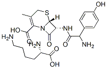 L-lysine mono[[6R-[6alpha,7beta(R*)]]-7-[[amino(4-hydroxyphenyl)acetyl]amino]-3-methyl-8-oxo-5-thia-1-azabicyclo[4.2.0]oct-2-ene-2-carboxylate]结构式