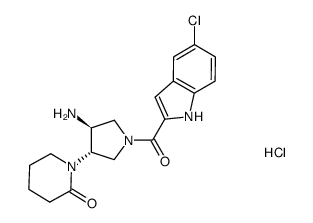 1-[(3S,4S)-4-amino-1-(5-chloro-1H-indole-2-carbonyl)-pyrrolidin-3-yl]-piperidin-2-one hydrochloride结构式