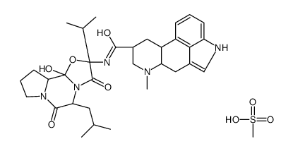 9,10α-dihydro-12'-hydroxy-5'α-isobutyl-2'-isopropylergotaman-3',6',18-trione monomethanesulphonate结构式