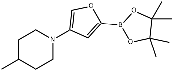 4-(4-Methylpiperidin-1-yl)furan-2-boronic acid pinacol ester Structure