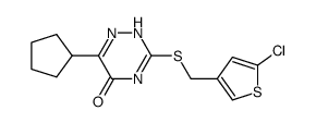 3-{[(5-chloro-thiophen-3-yl)methyl]thio}-6-cyclopentyl-1,2,4-triazin-5(2H)-one结构式