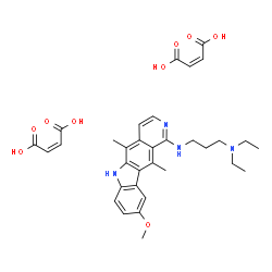 N,N-diethyl-N'-(9-methoxy-5,11-dimethyl-6H-pyrido[4,3-b]carbazol-1-yl)propane-1,3-diamine dimaleate structure