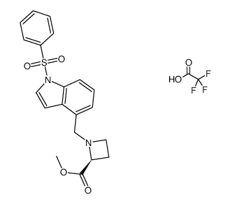 methyl (2S)-1-{[1-(phenylsulfonyl)-1H-indol-4-yl]methyl}azetidine-2-carboxylate trifluoroacetate结构式