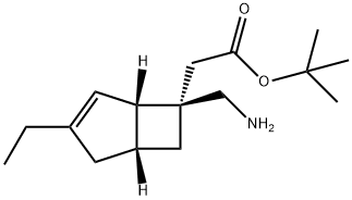 ((1S,5R,6R)-6-Aminomethyl-3-ethylbicyclo[3.2.0]hept-3-en-6-yl)acetic acid tert-butyl ester structure