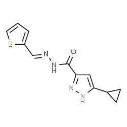 (E)-3-cyclopropyl-N-(thiophen-2-ylmethylene)-1H-pyrazole-5-carbohydrazide结构式