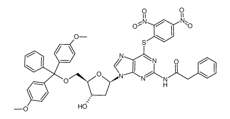 5''-O-(DIMETHOXYTRITYL)-S6-(2,4-DINITROPHENYL)-N2-PHENYLACETYL-2''-DEOXYTHIOGUANOSINE Structure