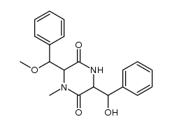 3-(α-hydroxy-benzyl)-6-(α-methoxy-benzyl)-1-methyl-piperazine-2,5-dione结构式