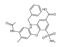 4-(4-acetamido-3-tolyloxy)-3-benzylamino-5-sulfamoylbenzoic acid结构式