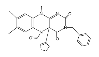 3-benzyl-4a-cyclopent-1-enyl-5-formyl-7,8,10-trimethyl-5,10-dihydro-4aH-benzo[g]pteridine-2,4-dione Structure
