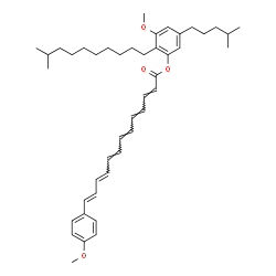 13-(4-Methoxyphenyl)-2,4,6,8,10,12-tridecahexaenoic acid 3-methoxy-2-(9-methyldecyl)-5-(4-methylpentyl)phenyl ester结构式