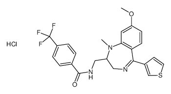 Benzamide, N-((2,3-dihydro-8-methoxy-1-methyl-5-(3-thienyl)-1H-1,4-ben zodiazepin-2-yl)methyl)-4-(trifluoromethyl)-, monohydrochloride结构式