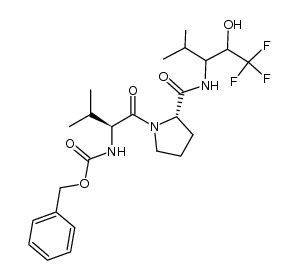 benzyl ((2S)-3-methyl-1-oxo-1-((2S)-2-((1,1,1-trifluoro-2-hydroxy-4-methylpentan-3-yl)carbamoyl)pyrrolidin-1-yl)butan-2-yl)carbamate Structure