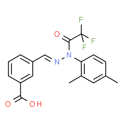 -3-((2-(2,4-dimethylphenyl)-2-(2,2,2-trifluoroacetyl)hydrazono)methyl)benzoic acid Structure