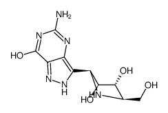 7H-Pyrazolo4,3-dpyrimidin-7-one, 5-amino-3-(2S,3S,4R,5R)-3,4-dihydroxy-5-(hydroxymethyl)-2-pyrrolidinyl-1,4-dihydro- structure