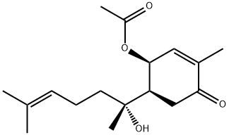 (4S)-4α-Acetoxy-5α-[(R)-1-hydroxy-1,5-dimethyl-4-hexenyl]-2-methyl-2-cyclohexen-1-one结构式