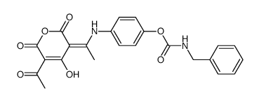 5-acetyl-3-[1-(p-N-benzylcarbamoyloxyphenylamino)ethylidene]-4-hydroxy-2H-pyran-2,6(3H)-dione Structure