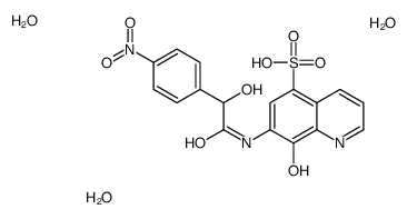 8-hydroxy-7-[[2-hydroxy-2-(4-nitrophenyl)acetyl]amino]quinoline-5-sulfonic acid,trihydrate Structure