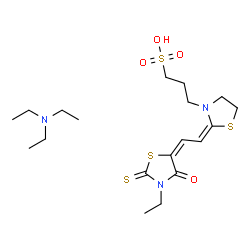 3-Thiazolidinepropanesulfonic acid, 2-(2-(3-ethyl-4-oxo-2-thioxo-5-thi azolidinylidene)ethylidene)-, compd. with N,N-diethylethanamine (1:1)结构式