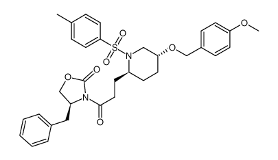 (S)-4-benzyl-3-{3-[(2S,5R)-5-(4-methoxybenzyloxy)-1-(toluene-4-sulphonyl)piperidin-2-yl]propionyl}oxazolidin-2-one Structure