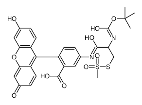 (L)-2-[(t-Boc)amino]-2-[(5-Fluoresceinyl)aminocarbonyl]ethyl Methanethiosulfonate Structure