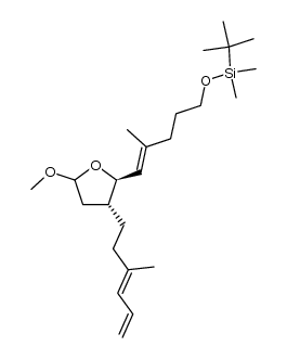 rel-(2ξ,4S,5S)-4-[(E)-3-methyl-6-hydroxy-3-hexenyl]-5-[(E)-2-methyl-5-tert-butyldimethylsilyloxy-1-pentenyl]-2-methoxy-1-oxacyclopentane Structure