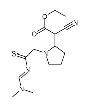 ethyl (2E)-2-cyano-2-[1-[((Z)-dimethylaminomethylidenethiocarbamoyl)me thyl]pyrrolidin-2-ylidene]acetate结构式