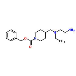 Benzyl 4-{[(2-aminoethyl)(ethyl)amino]methyl}-1-piperidinecarboxylate结构式