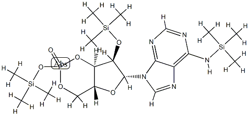 N,2'-O-Bis(trimethylsilyl)adenosine 3',5'-phosphoric acid trimethylsilyl ester structure