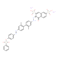 disodium 3-[[2,2'-dimethyl-4'-[[4-[(phenylsulphonyl)oxy]phenyl]azo][1,1'-biphenyl]-4-yl]azo]-4-hydroxynaphthalene-2,7-disulphonate结构式