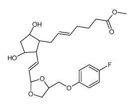 (Z)-7-[(1R)-3α,5α-Dihydroxy-2β-[(E)-2-[2-[(4-fluorophenoxy)methyl]-1,3-dioxolan-2-yl]ethenyl]cyclopentan-1α-yl]-5-heptenoic acid methyl ester结构式