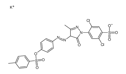 Benzenesulfonic acid, 2,5-dichloro-4-[4,5-dihydro- 3-methyl-4-[[4-[[(4-methylphenyl)sulfonyl]oxy]phenyl ]azo]-5-oxo-1H-pyrazol-1-yl]-, potassium salt Structure