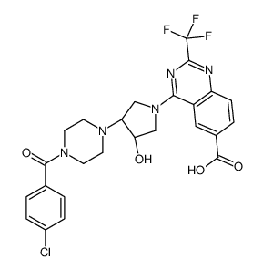 4-[ (3R,4R)-3-[4-(4-CHLORO-BENZOYL)-PIPERAZIN-1-YL]-4-HYDROXY-PYRROLIDIN-1-YL]-2-TRIFLUOROMETHYL-QUINAZOLINE-6-CARBOXYLIC ACID结构式