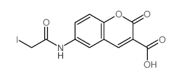 6-[(2-iodoacetyl)amino]-2-oxo-chromene-3-carboxylic acid structure