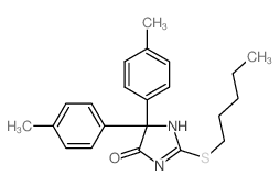 5,5-bis(4-methylphenyl)-2-pentylsulfanyl-3H-imidazol-4-one structure