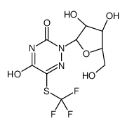 2-[(2R,3R,4S,5R)-3,4-dihydroxy-5-(hydroxymethyl)oxolan-2-yl]-6-(trifluoromethylsulfanyl)-1,2,4-triazine-3,5-dione structure