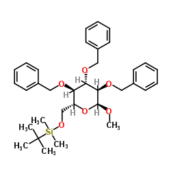 Methyl-6-O-(tert.-butyldimethylsilyl)-2,3,4-tri-O-benzyl-α-D-glucopyranoside结构式