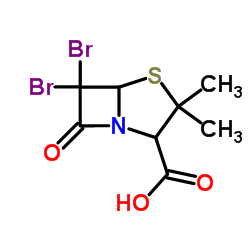 (2S)-6,6-dibromo-3,3-dimethyl-7-oxo-4-thia-1-aza-bicyclo[3.2.0]heptane-2-carboxylic acid structure