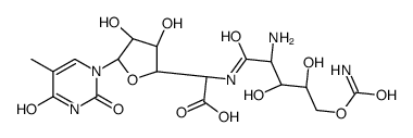 5-[(2-Amino-5-O-aminocarbonyl-2-deoxy-L-xylonoyl)amino]-1,5-dideoxy-1-(1,2,3,4-tetrahydro-5-methyl-2,4-dioxopyrimidin-1-yl)-β-D-allofuranuronic acid Structure