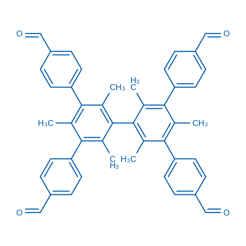 5',5''-双(4-甲酰基苯基)-2',2'',4',4'',6',6''-六甲基-[1,1':3',1'': 3'',1'''-四联苯]-4,4'''-二甲醛结构式