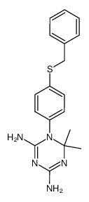 1-(4-Benzylsulfanyl-phenyl)-6,6-dimethyl-1,6-dihydro-[1,3,5]triazine-2,4-diamine Structure