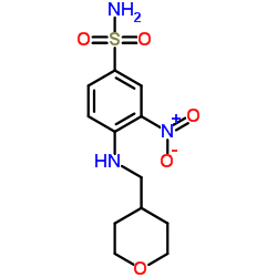 3-Nitro-4-[[(tetrahydropyran-4-yl)methyl]amino]benzenesulfonamide structure