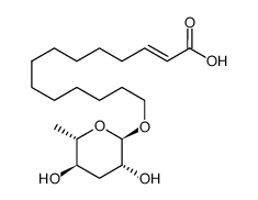 (E)-14-(((2R,3R,5R,6S)-3,5-dihydroxy-6-methyltetrahydro-2H-pyran-2-yl)oxy)tetradec-2-enoic acid结构式