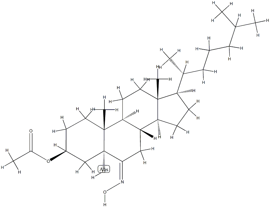 3β-Acetyloxy-5-hydroxy-5α-cholestan-6-one oxime structure