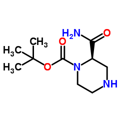 2-Methyl-2-propanyl (2R)-2-carbamoyl-1-piperazinecarboxylate Structure