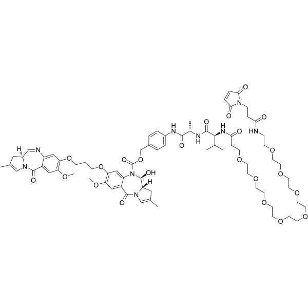 Mal-amido-PEG8-Val-Ala-PAB-SG3200 structure