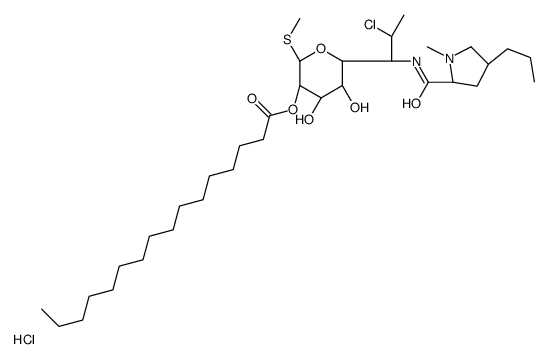 [(2R,4S,5R)-6-[2-chloro-1-[[(2S,4R)-1-methyl-4-propylpyrrolidine-2-carbonyl]amino]propyl]-4,5-dihydroxy-2-methylsulfanyloxan-3-yl] hexadecanoate,hydrochloride Structure