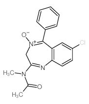 N-(9-chloro-5-oxido-6-phenyl-2-aza-5-azoniabicyclo[5.4.0]undeca-2,5,8,10,12-pentaen-3-yl)-N-methyl-acetamide structure