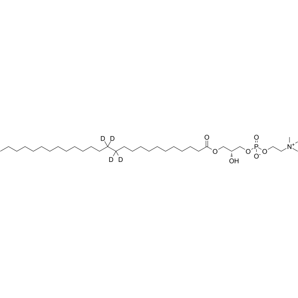 1-十六烷酰基-d4-2-羟基-sn-甘油-3-磷酸胆碱结构式