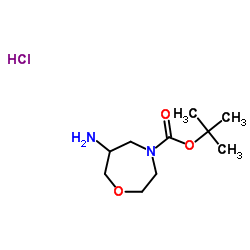 2-Methyl-2-propanyl 6-amino-1,4-oxazepane-4-carboxylate hydrochloride (1:1) structure